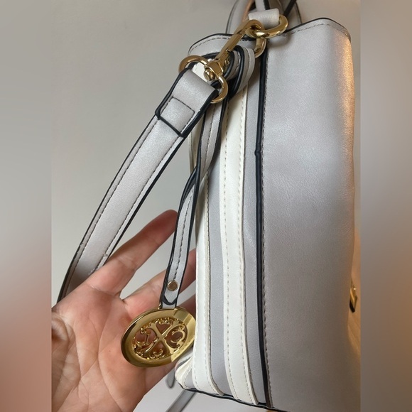 Christian LaCroix, women’s handbag with shoulder strap, gray and white stripe - Picture 6 of 9